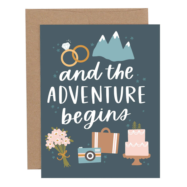 Adventure Begins Wedding Greeting Card