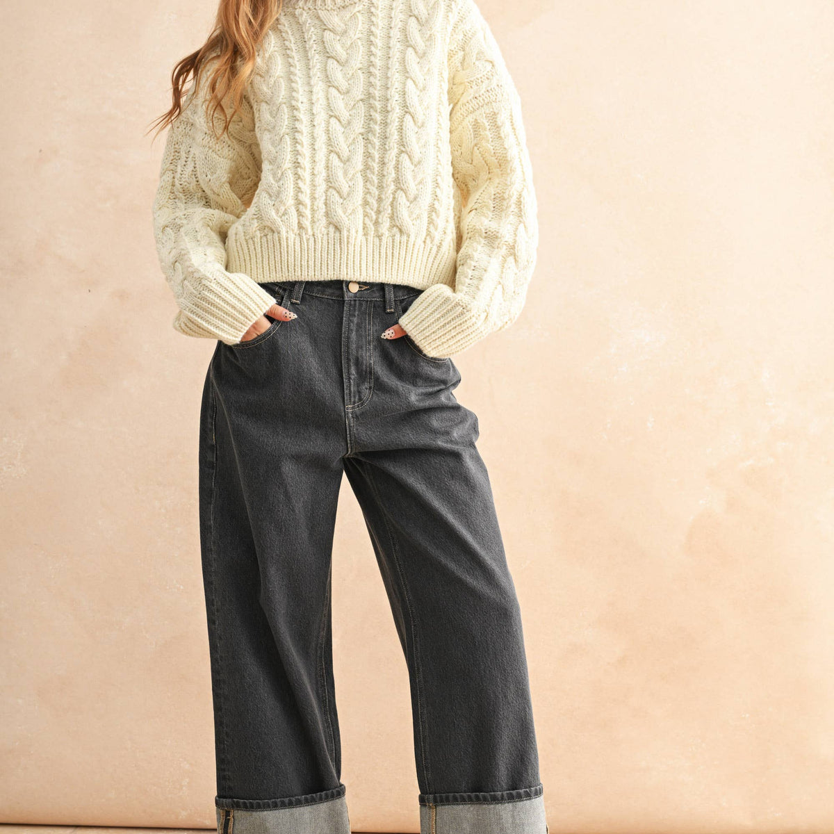 Braid On Back Cable Sweater