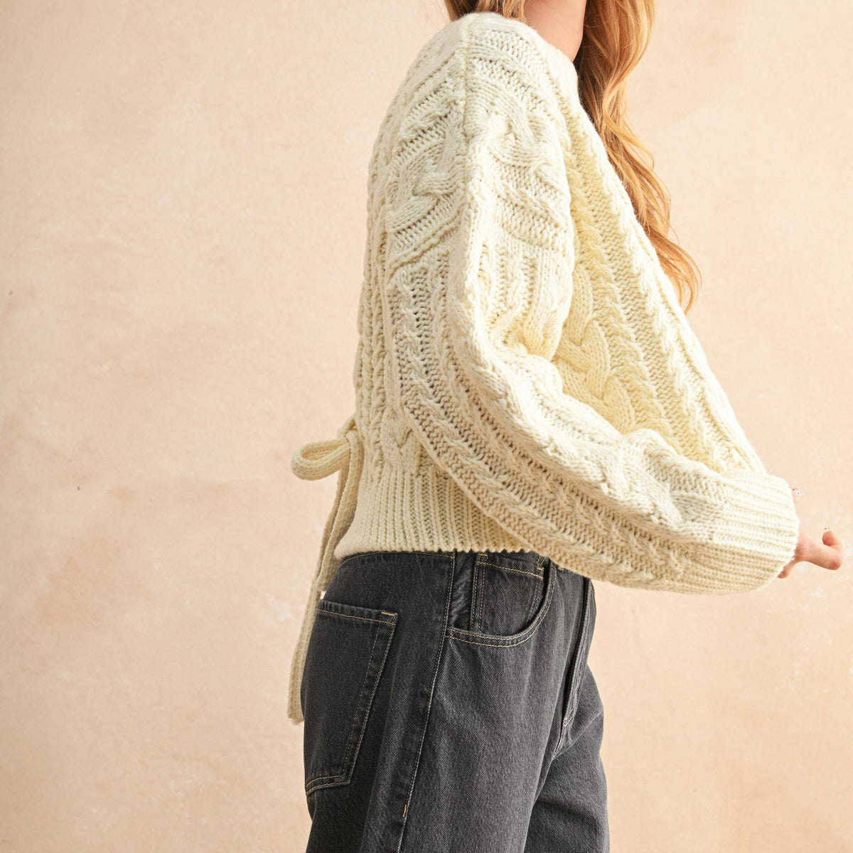 Braid On Back Cable Sweater