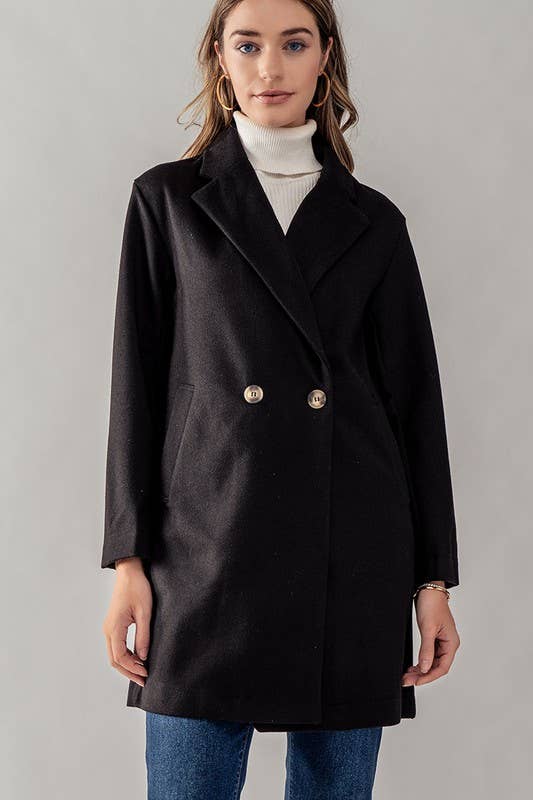 Double Breasted Notched Lapel Overcoat