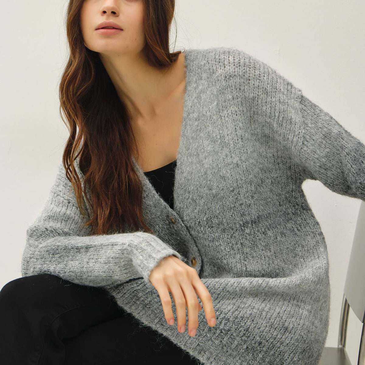 Tonal Gradient Oversized Wool Cardigan