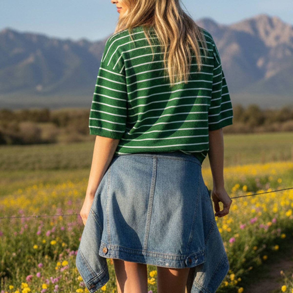Samantha Striped Knit Short Sleeve Top