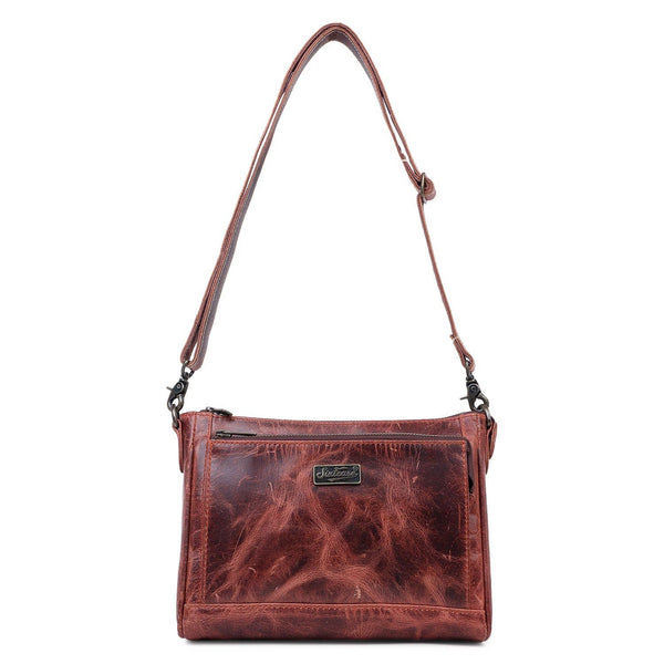 Rustic Leather Women's Clutch Bag - Cherry