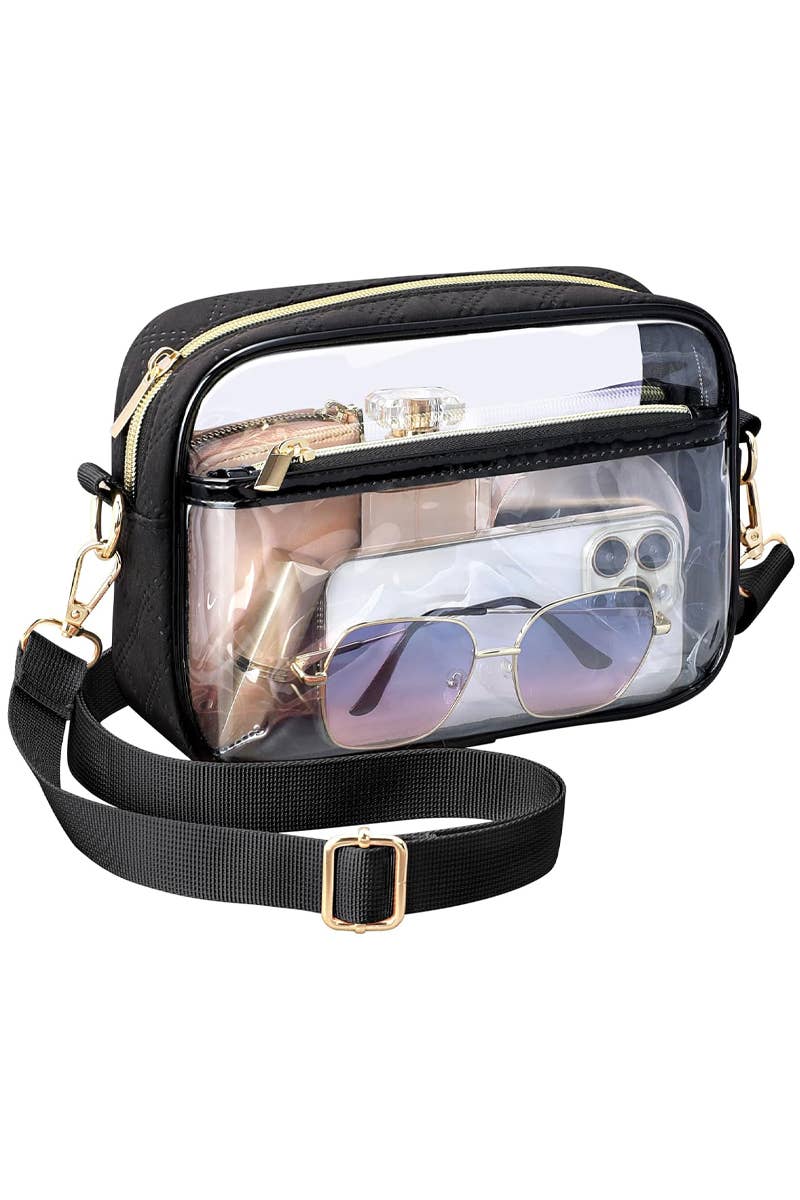 Quilted Durable Clear PVC Crossbody Bag