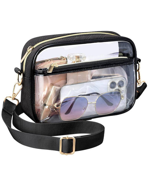 Quilted Durable Clear PVC Crossbody Bag
