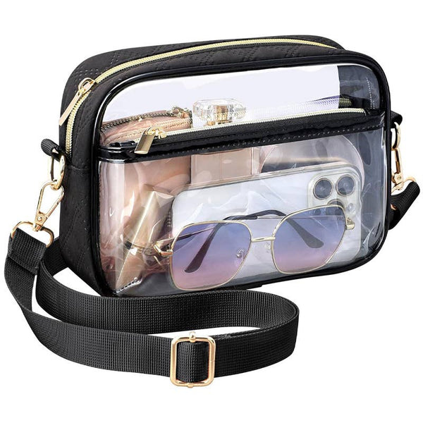 Quilted Durable Clear PVC Crossbody Bag