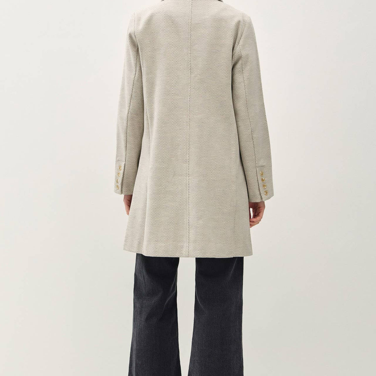 Light Chevron Pattern Double Button Coat