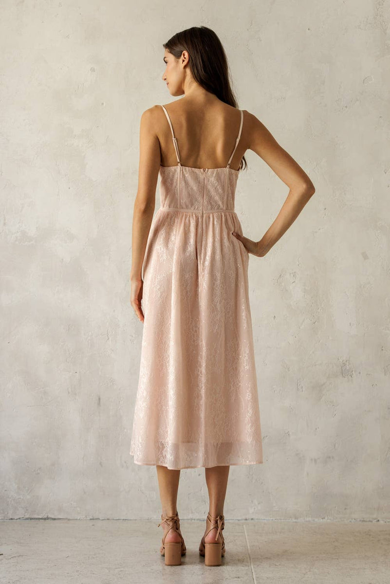Lace Bustier Midi Dress