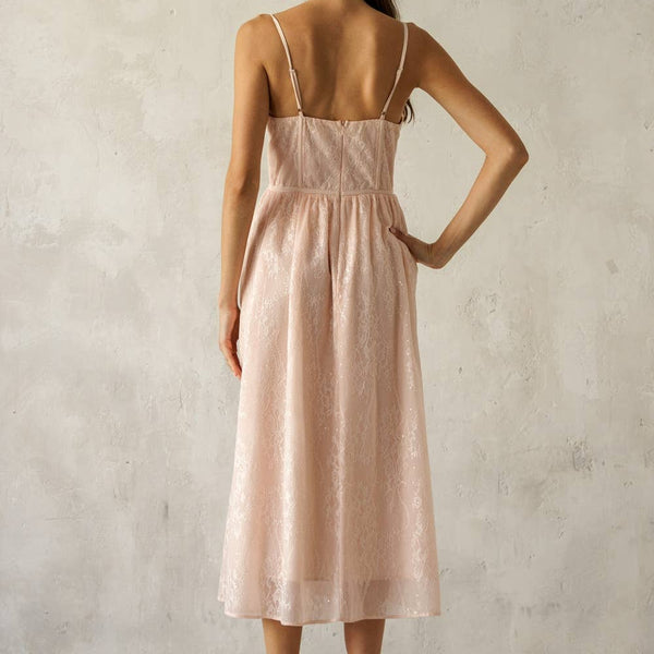 Lace Bustier Midi Dress