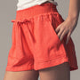 Smocked Waist Linen Blend Shorts