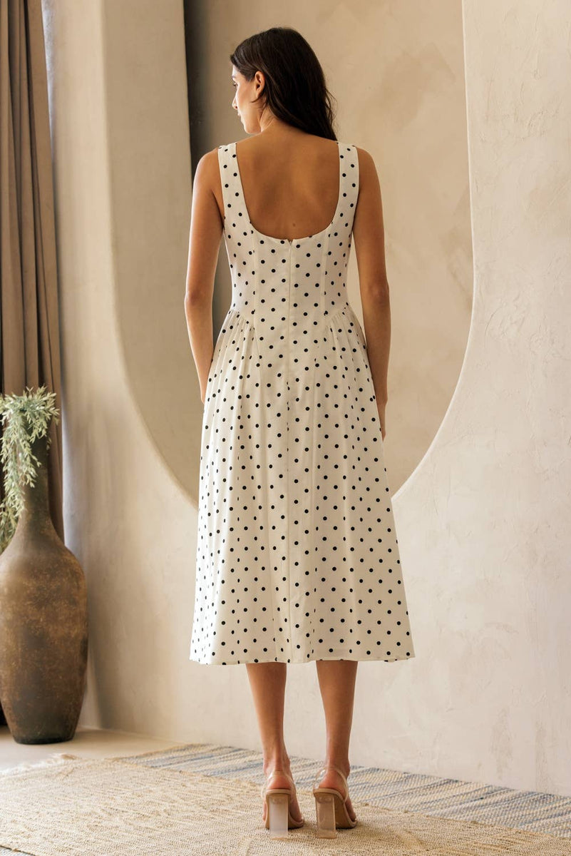 Polka Dot Fit & flare Midi Dress