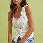 Linen Classic Cut Vest w/ Belt in Back