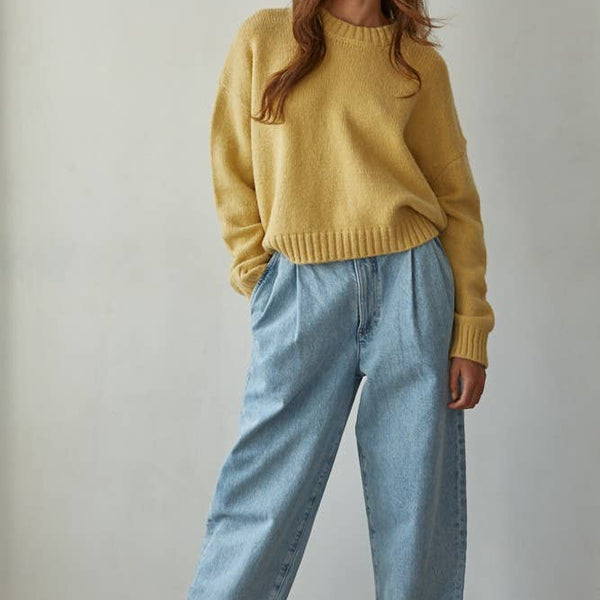 Knit Sweater Crew Neck Long Sleeve Pullover Top