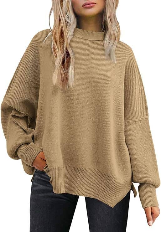 Crewneck Batwing Sleeve Chunky Sweater