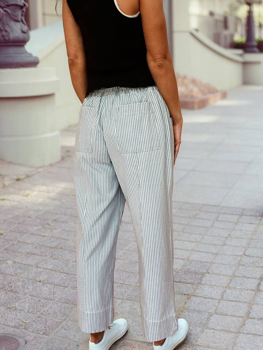 PinStripe Mid Rise Drawstring Waist Pants