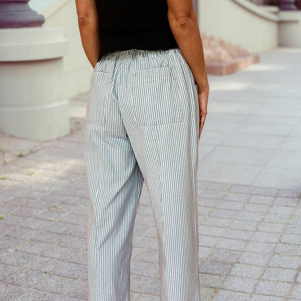 PinStripe Mid Rise Drawstring Waist Pants