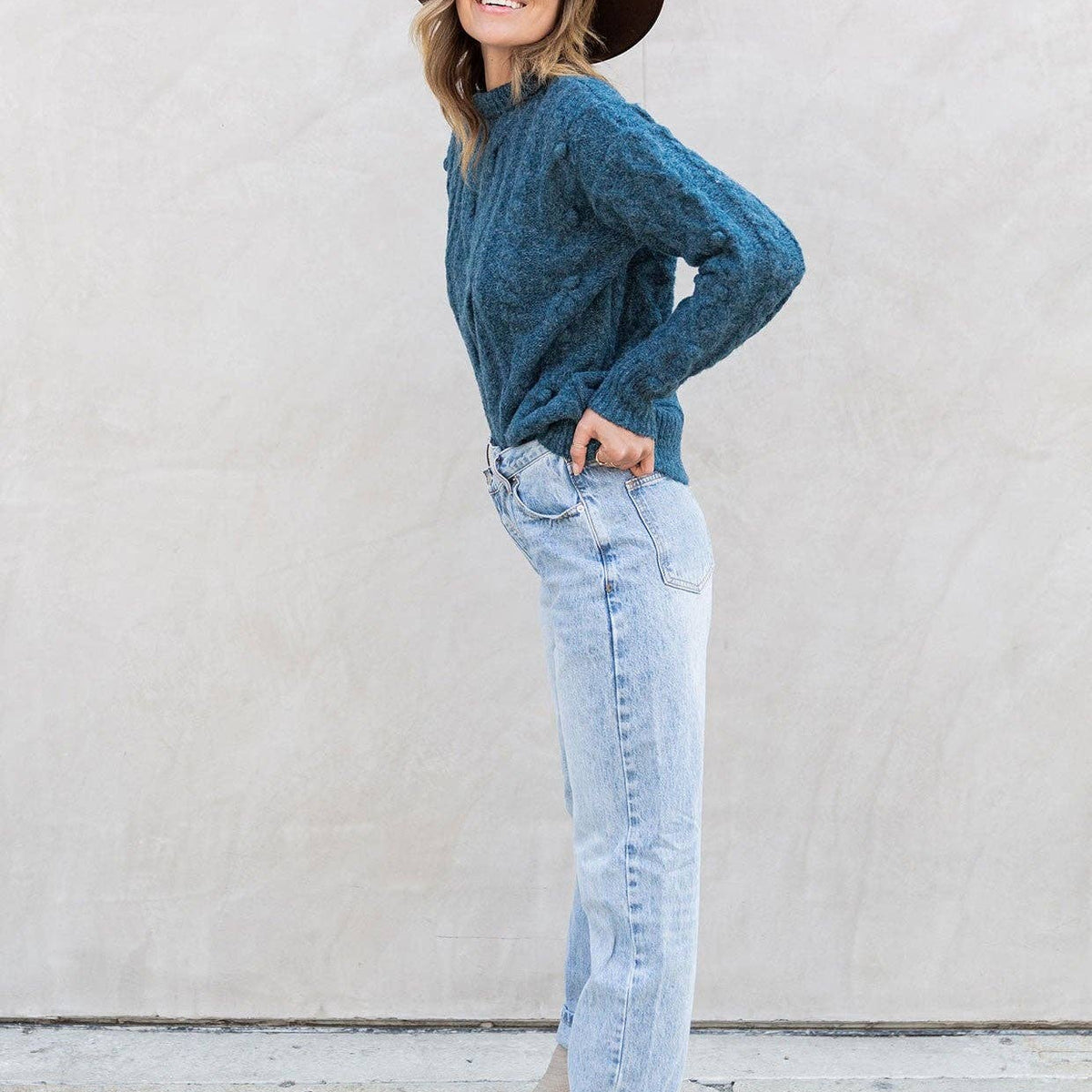 Cable Knit Mock Neck Cozy Sweater