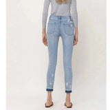 Medium washed denium mid-rise crop skinny jeans - Womens clothing