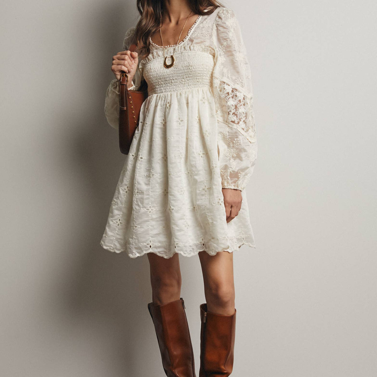 The Ada Embroidered Lace Mini Dress