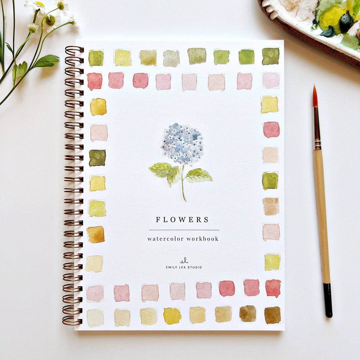 Flowers watercolor workbook by Emily lex studio