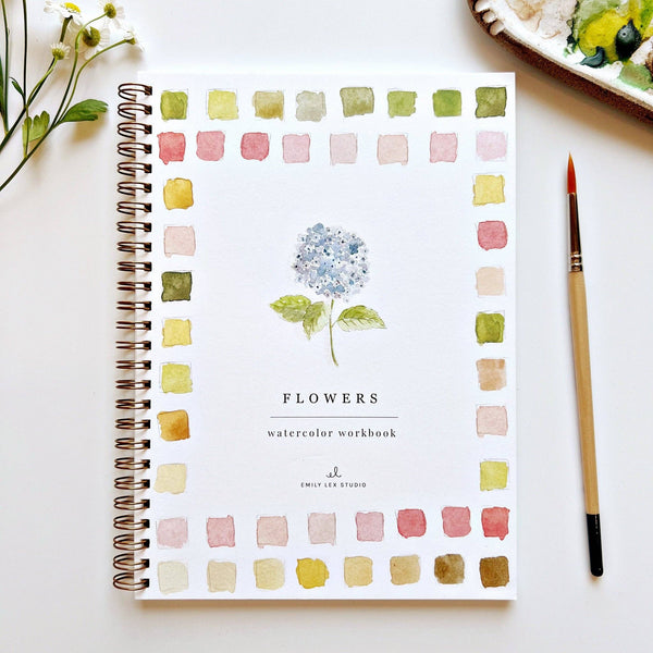 Flowers watercolor workbook by Emily lex studio