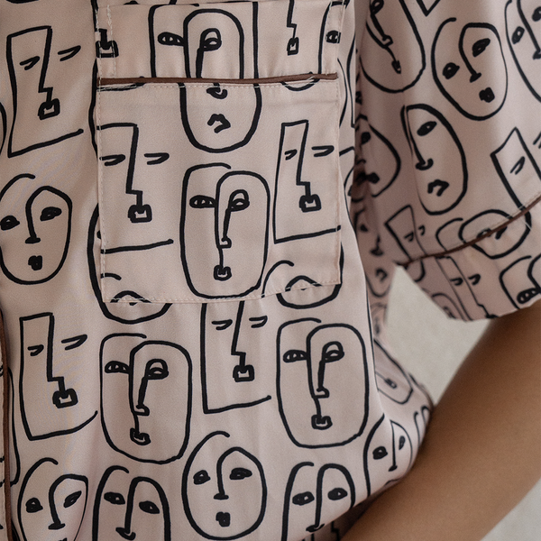 Boho Faces Satin Pajamas