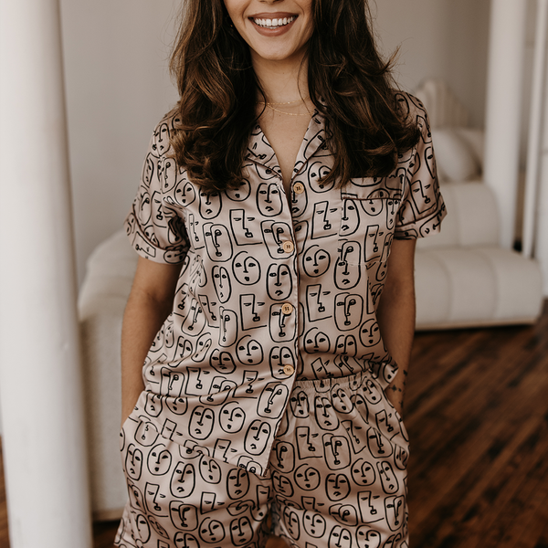 Boho Faces Satin Pajamas