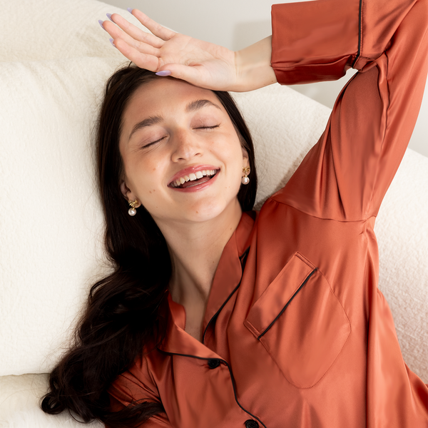 Burnt Orange Satin Pajama Pants Set