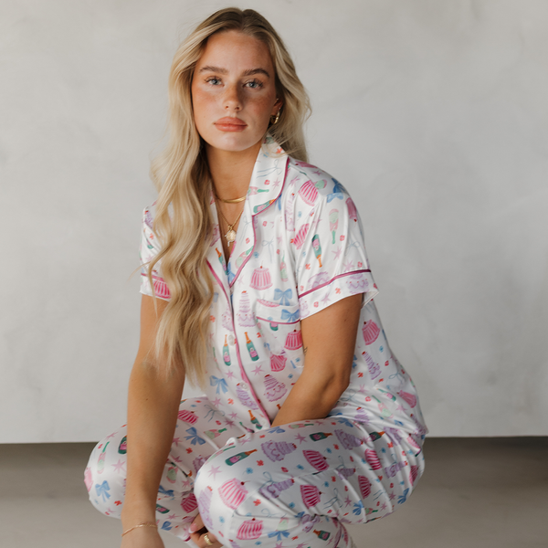 Celebrations Satin Pajamas Pants Set with Ribbon tie