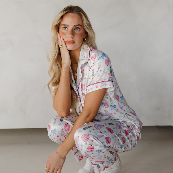 Celebrations Satin Pajamas Pants Set with Ribbon tie