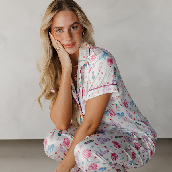 Celebrations Satin Pajamas Pants Set with Ribbon tie