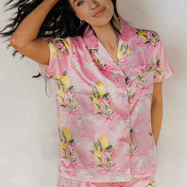 Citrine Coquette Satin Pajamas
