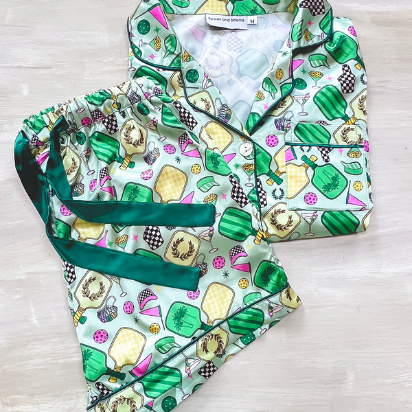 Fun & Games Pickleball Satin Pajamas