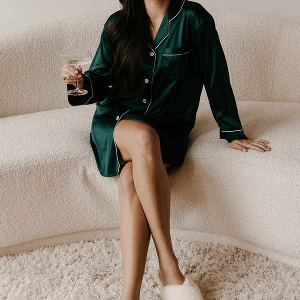Forest Green Satin Sleep Shirt