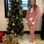 Holiday PJ's- Stripe Buttoned V-Neck Top Knotted Waist Pants