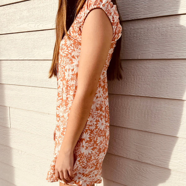 Floral Button-down Sundress with Square neck