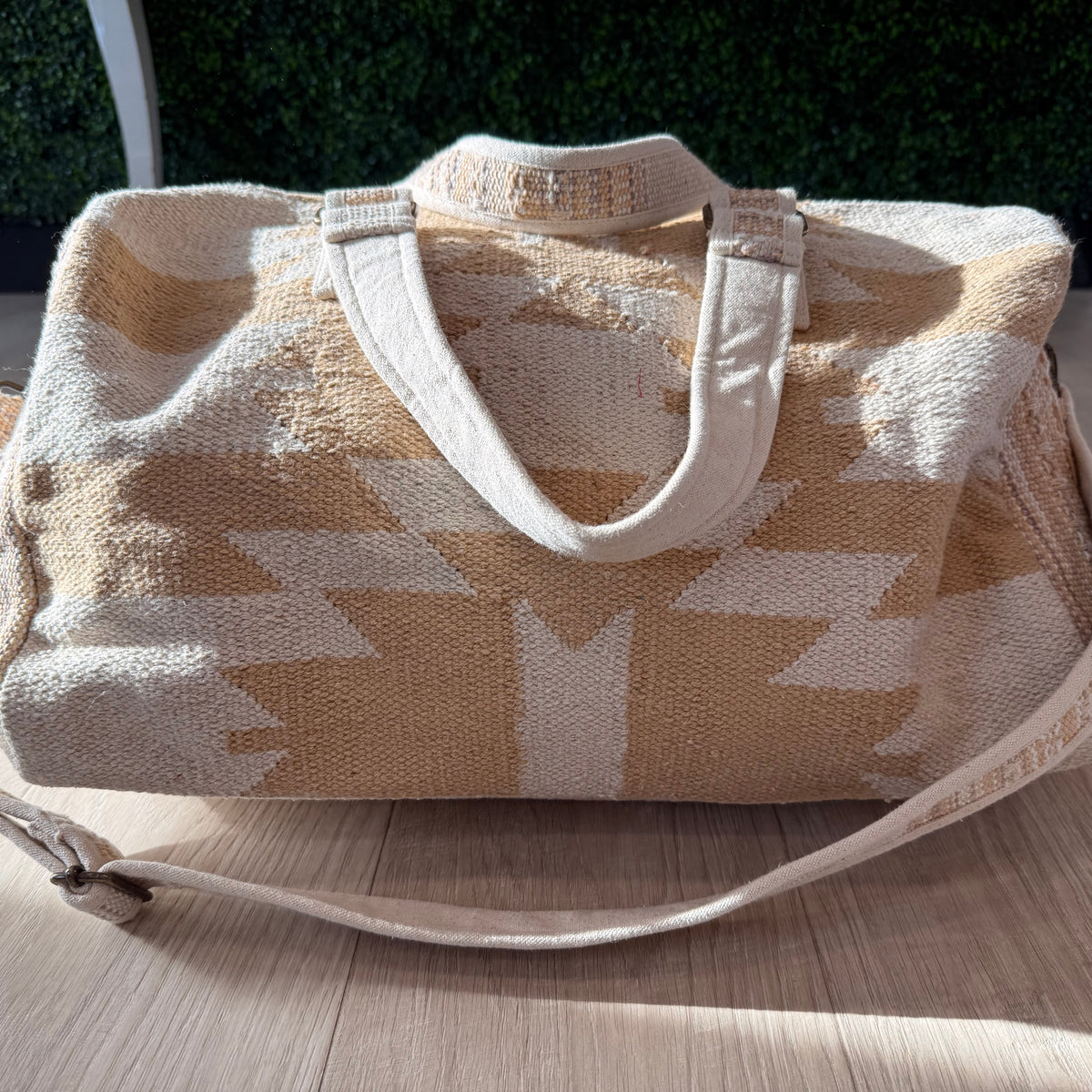 Cream and Beige Aztec Duffel