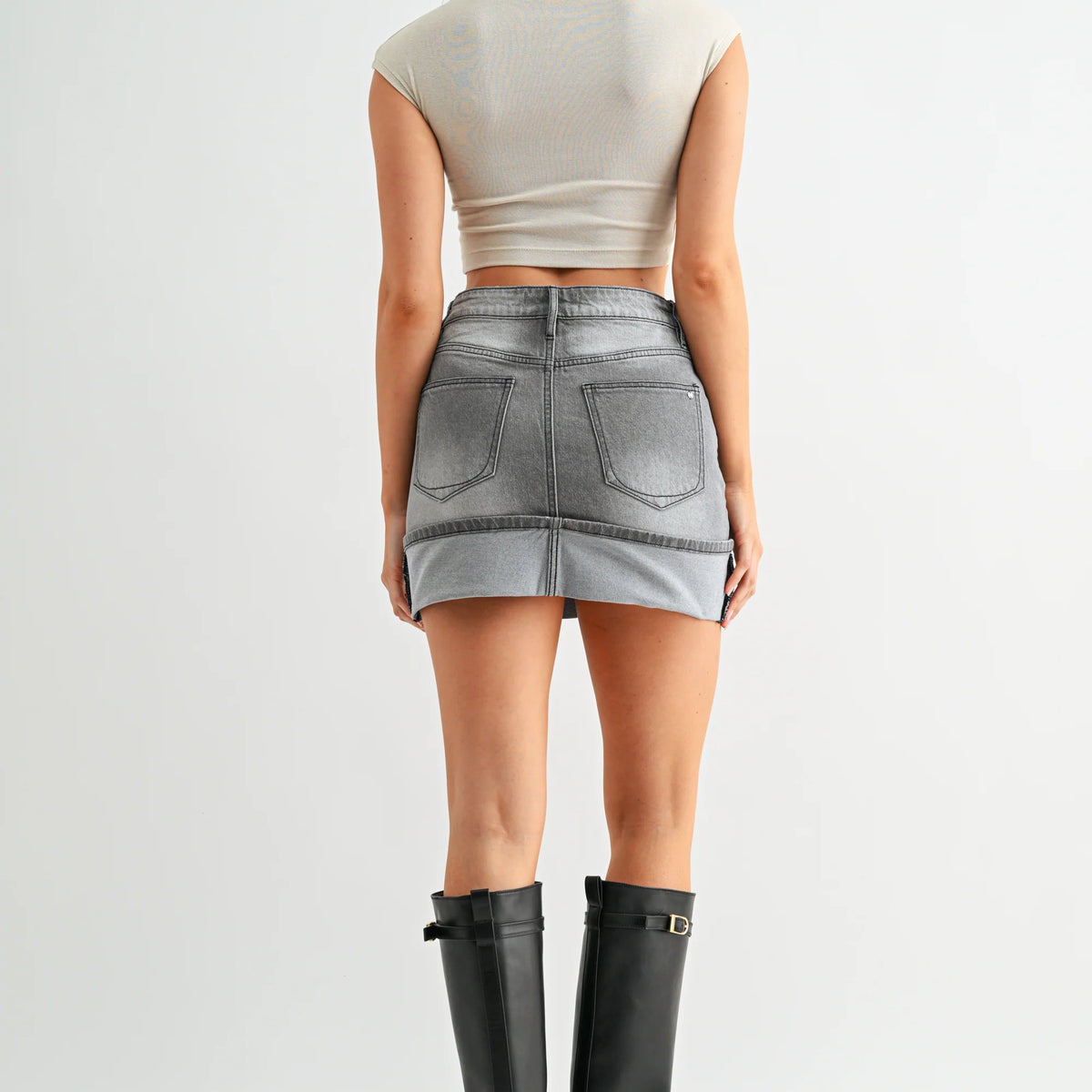 Mica- High Rise Cuffed Mini Skirt