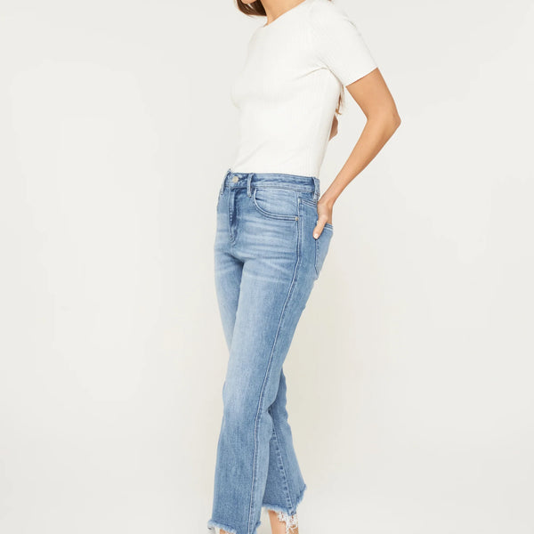 High Rise Cropped Jeans w/raw Hem- Mica