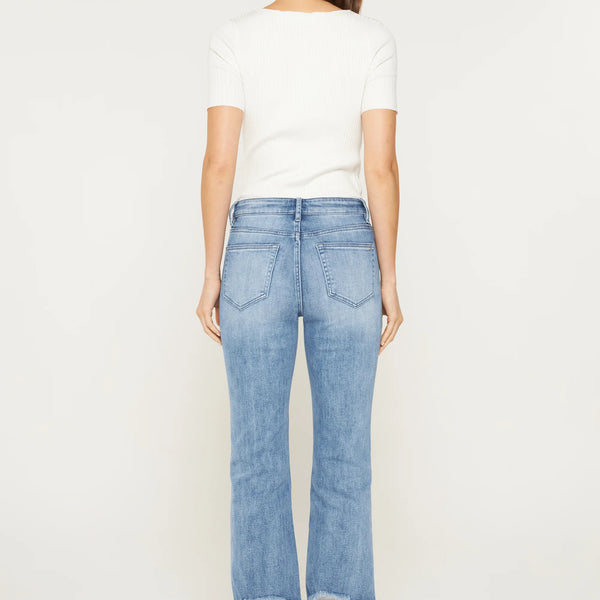 High Rise Cropped Jeans w/raw Hem- Mica