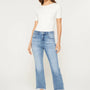 High Rise Cropped Jeans w/raw Hem- Mica