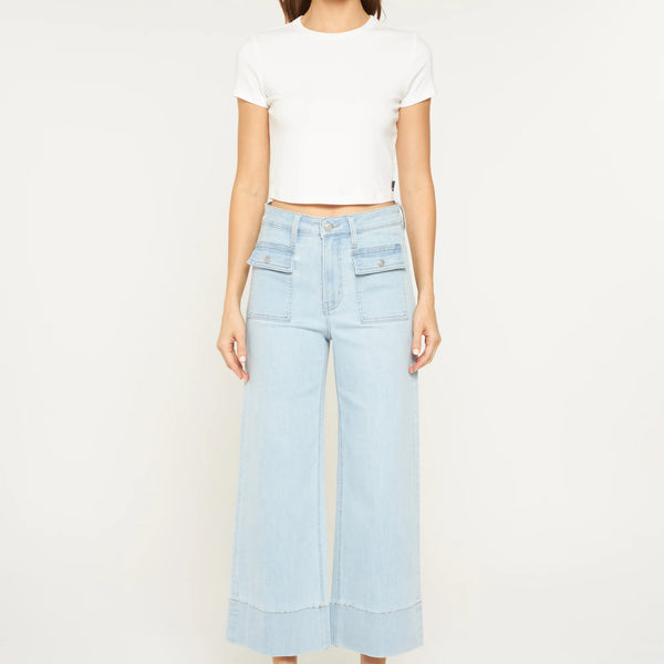 High Rise Cropped Wide Leg Patch- Mica