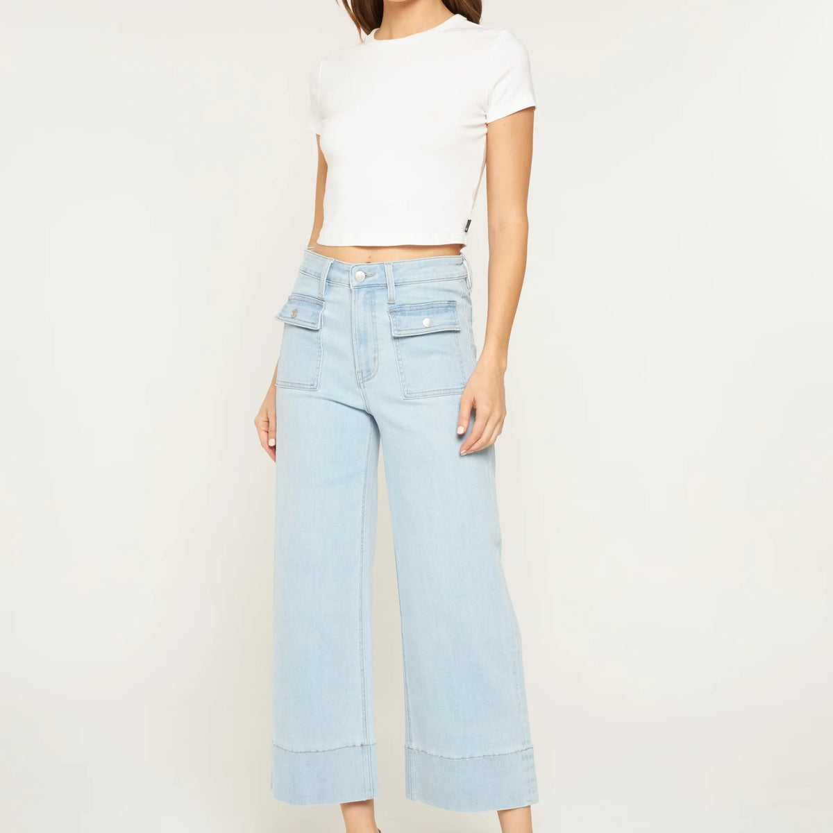 High Rise Cropped Wide Leg Patch- Mica