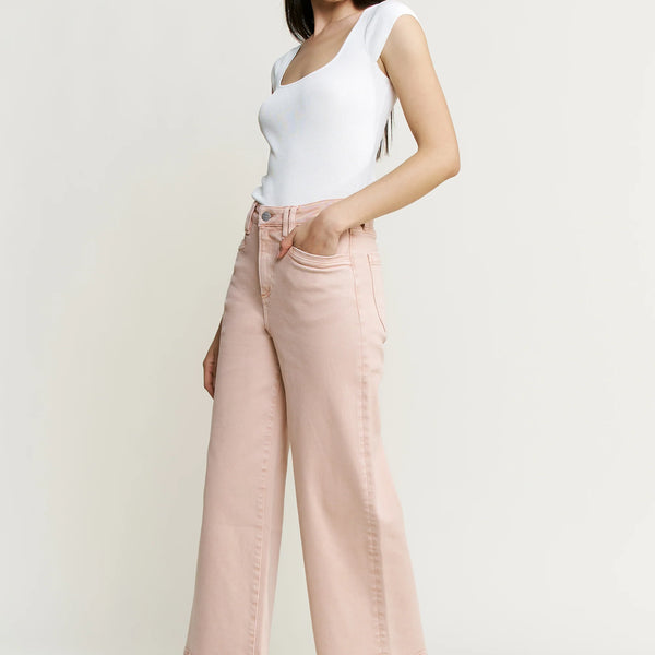 Super High Wide Cropped Utility Jeans - Mica