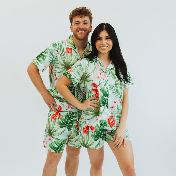 Women's Mint Tropical Shorts Set