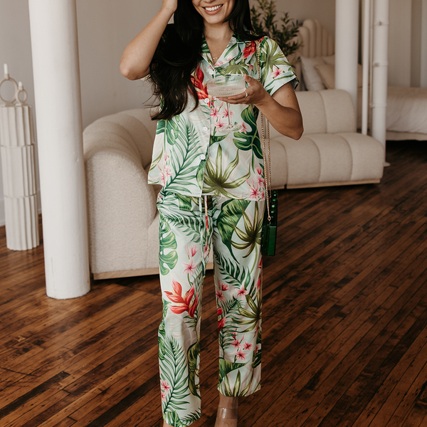 Mint Tropical Pajama Pants set