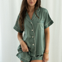 Eucalyptus Green Satin Pajamas Shorts Set