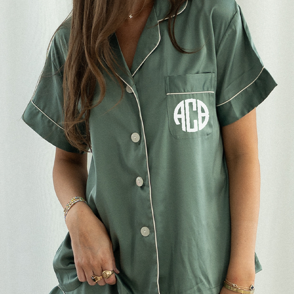 Eucalyptus Green Satin Pajamas Shorts Set