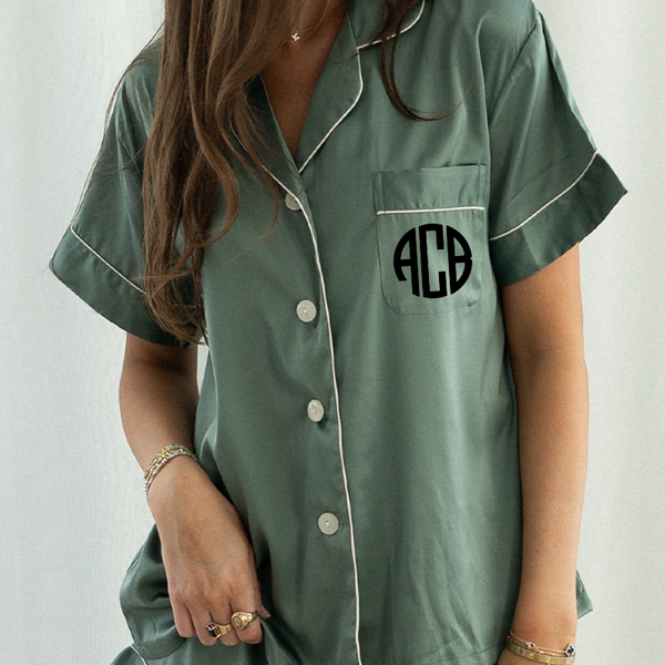Eucalyptus Green Satin Pajamas Shorts Set