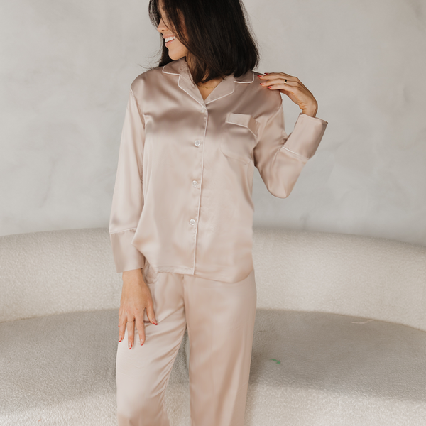Oyster Satin Pajamas Pants Set